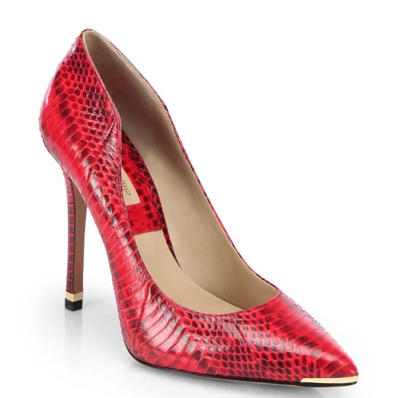 MICHAEL KORS Avra Genuine Snakeskin Red Pumps 38 - Picture 1 of 11